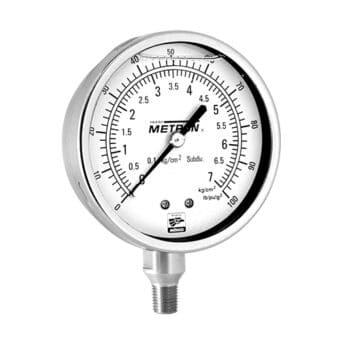 Manómetro analógico inferior Metron 10150 - Vacío, hasta 28 kg/cm², hasta 700 kg/cm²